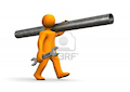 man carrying pipe