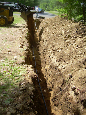 water line trench at Sky Valley Bartett, NH